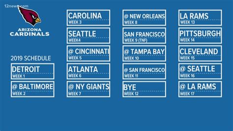 Cardinals Announce 2019 Regular Season Schedule .